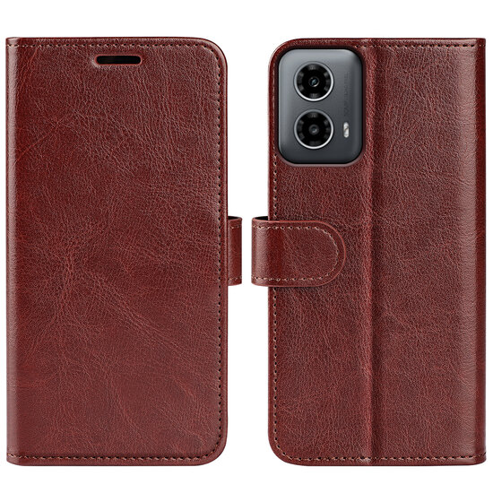 Motorola Moto G34 Hoesje - MobyDefend Wallet Book Case (Sluiting Achterkant) - Bruin