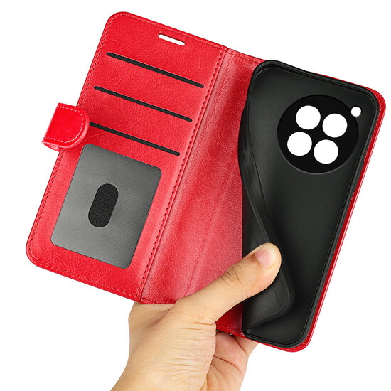 OnePlus 12R Hoesje - MobyDefend Wallet Book Case (Sluiting Achterkant) - Rood