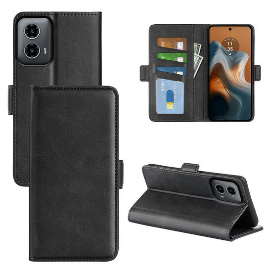 Motorola Moto G34 Hoesje, MobyDefend Luxe Wallet Book Case (Sluiting Zijkant), Zwart