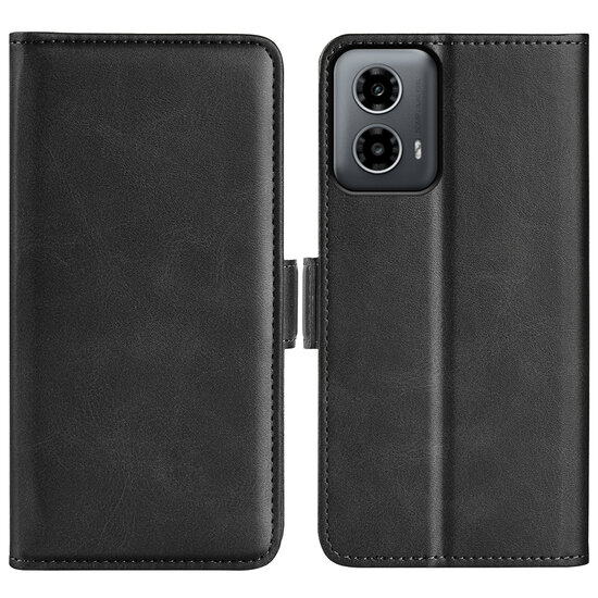Motorola Moto G34 Hoesje, MobyDefend Luxe Wallet Book Case (Sluiting Zijkant), Zwart