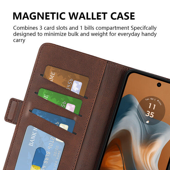 Motorola Moto G34 Hoesje - MobyDefend Luxe Wallet Book Case (Sluiting Zijkant) - Lichtbruin