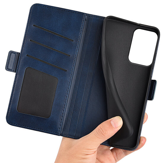 Motorola Moto G34 Hoesje - MobyDefend Luxe Wallet Book Case (Sluiting Zijkant) - Blauw