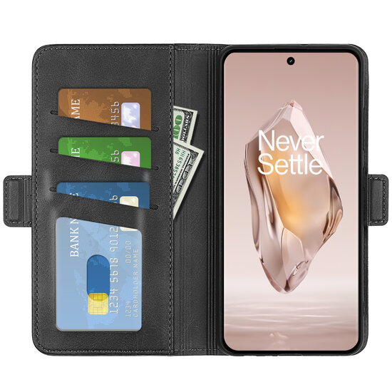 OnePlus 12R Hoesje - MobyDefend Luxe Wallet Book Case (Sluiting Zijkant) - Zwart