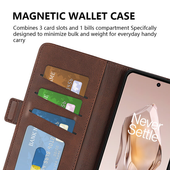 OnePlus 12R Hoesje - MobyDefend Luxe Wallet Book Case (Sluiting Zijkant) - Bruin