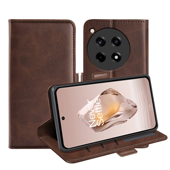 OnePlus 12R Hoesje - MobyDefend Luxe Wallet Book Case (Sluiting Zijkant) - Bruin