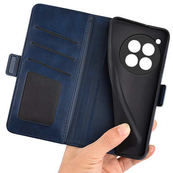 OnePlus 12R Hoesje - MobyDefend Luxe Wallet Book Case (Sluiting Zijkant) - Blauw
