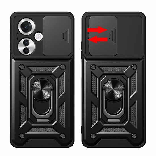 Oppo Reno 11F Hoesje - MobyDefend Pantsercase Met Draaibare Ring - Goud