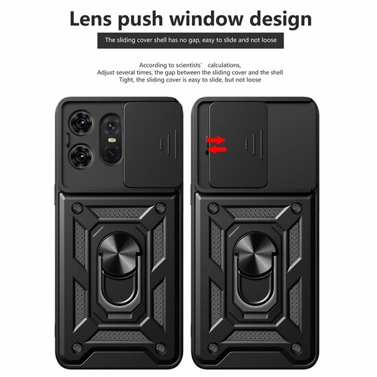 Motorola Edge 50 Pro Hoesje - MobyDefend Pantsercase Met Draaibare Ring - Zwart
