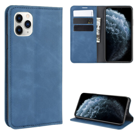 iPhone 11 Pro Hoesje - Luxe Wallet Bookcase (Magnetische Sluiting) - Blauw