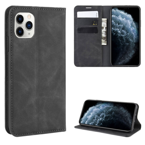 iPhone 11 Pro Hoesje - Luxe Wallet Bookcase (Magnetische Sluiting) - Zwart