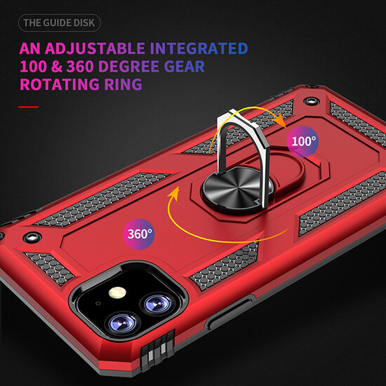 iPhone 11 Pro Hoesje - MobyDefend Pantsercase Met Draaibare Ring - Roze
