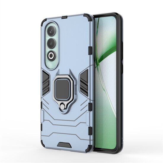 OnePlus Nord CE 4 Hoesje - MobyDefend Dubbelgelaagde Pantsercase Met Standaard - Blauw