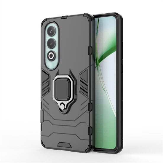 OnePlus Nord CE 4 Hoesje - MobyDefend Dubbelgelaagde Pantsercase Met Standaard - Zwart