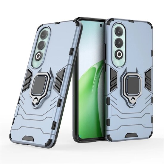 OnePlus Nord CE 4 Hoesje - MobyDefend Dubbelgelaagde Pantsercase Met Standaard - Blauw