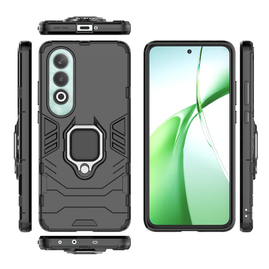 OnePlus Nord CE 4 Hoesje - MobyDefend Dubbelgelaagde Pantsercase Met Standaard - Blauw