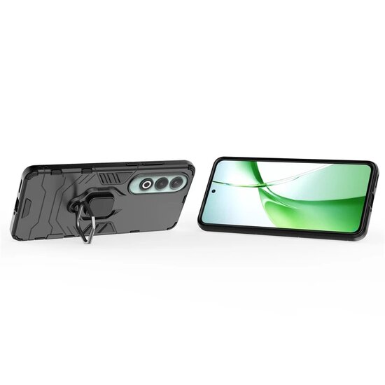 OnePlus Nord CE 4 Hoesje - MobyDefend Dubbelgelaagde Pantsercase Met Standaard - Zwart