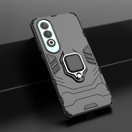 OnePlus Nord CE 4 Hoesje - MobyDefend Dubbelgelaagde Pantsercase Met Standaard - Zwart