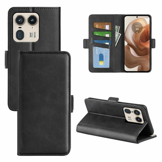 Motorola Edge 50 Ultra Hoesje - MobyDefend Luxe Wallet Book Case (Sluiting Zijkant) - Zwart