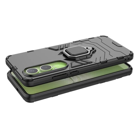 OnePlus Nord CE 4 Lite Hoesje - MobyDefend Dubbelgelaagde Pantsercase Met Standaard - Zwart