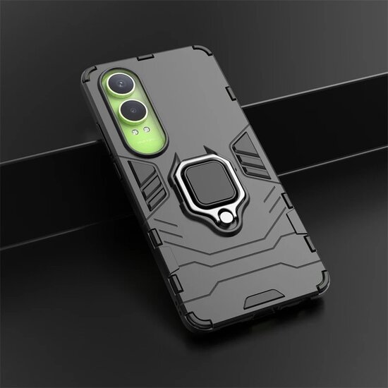 OnePlus Nord CE 4 Lite Hoesje - MobyDefend Dubbelgelaagde Pantsercase Met Standaard - Zwart