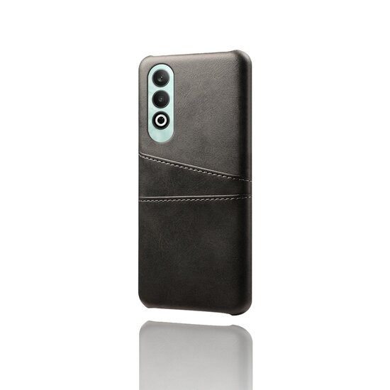 OnePlus Nord CE 4 Hoesje - MobyDefend Lederen Backcover Met Vakjes Voor Pasjes - Zwart