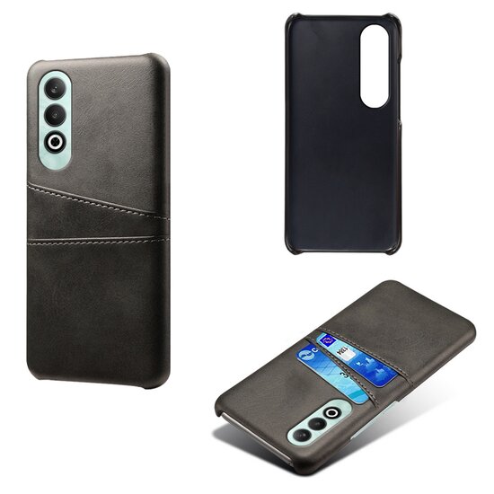 OnePlus Nord CE 4 Hoesje - MobyDefend Lederen Backcover Met Vakjes Voor Pasjes - Zwart