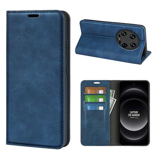 Xiaomi 14 Ultra Hoesje - Luxe Wallet Bookcase (Magnetische Sluiting) - Blauw