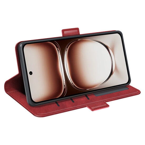 Oppo Reno12 Hoesje - MobyDefend Luxe Wallet Book Case (Sluiting Zijkant) - Rood