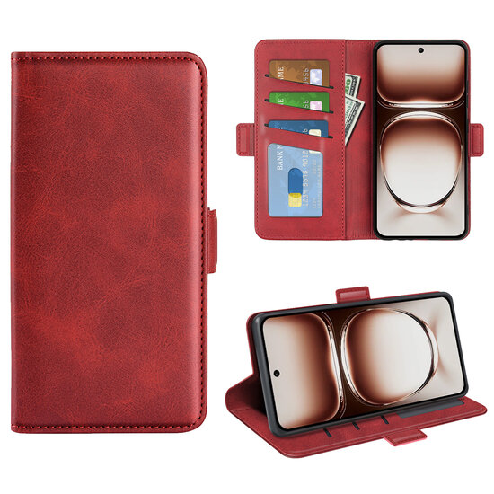 Oppo Reno12 Hoesje - MobyDefend Luxe Wallet Book Case (Sluiting Zijkant) - Rood
