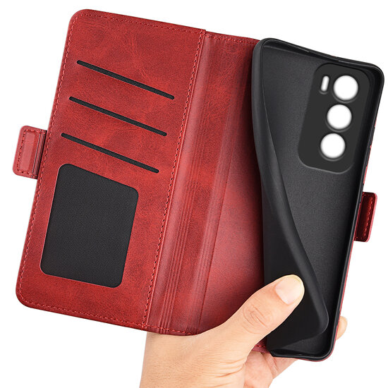Oppo Reno12 Hoesje - MobyDefend Luxe Wallet Book Case (Sluiting Zijkant) - Rood