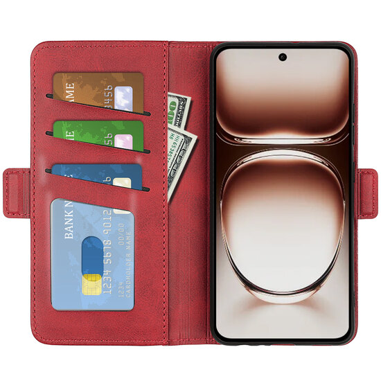 Oppo Reno12 Hoesje - MobyDefend Luxe Wallet Book Case (Sluiting Zijkant) - Rood