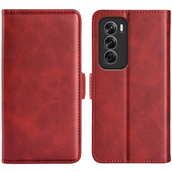 Oppo Reno12 Hoesje - MobyDefend Luxe Wallet Book Case (Sluiting Zijkant) - Rood