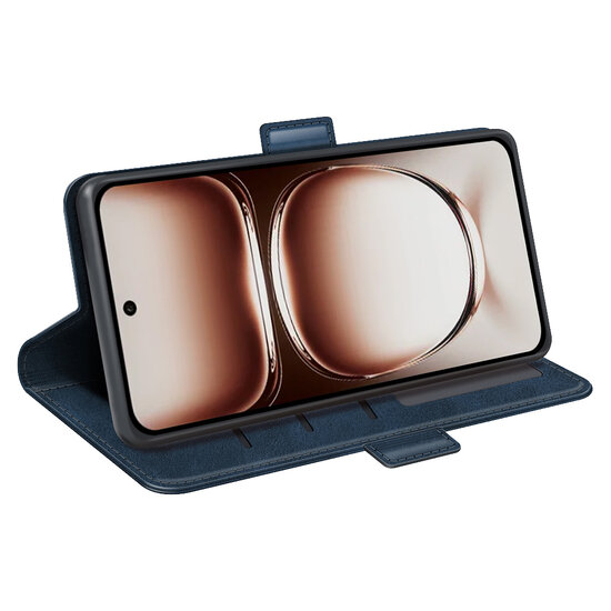 Oppo Reno12 Hoesje - MobyDefend Luxe Wallet Book Case (Sluiting Zijkant) - Blauw