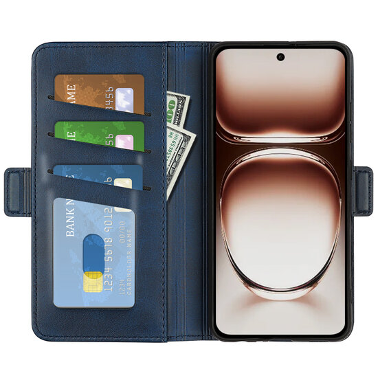 Oppo Reno12 Hoesje - MobyDefend Luxe Wallet Book Case (Sluiting Zijkant) - Blauw
