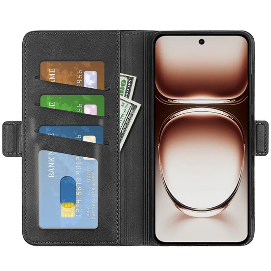Oppo Reno12 Hoesje - MobyDefend Luxe Wallet Book Case (Sluiting Zijkant) - Zwart