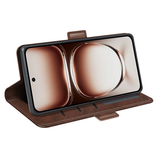 Oppo Reno12 Hoesje - MobyDefend Luxe Wallet Book Case (Sluiting Zijkant) - Bruin