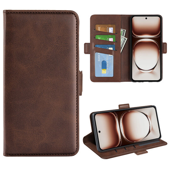 Oppo Reno12 Hoesje - MobyDefend Luxe Wallet Book Case (Sluiting Zijkant) - Bruin