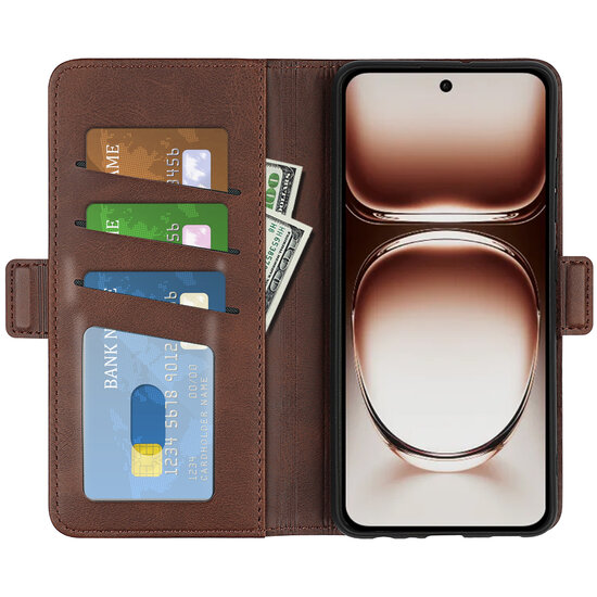 Oppo Reno12 Hoesje - MobyDefend Luxe Wallet Book Case (Sluiting Zijkant) - Bruin