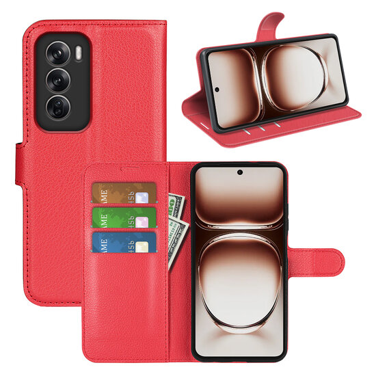 Oppo Reno12 Hoesje - MobyDefend Kunstleren Wallet Book Case (Sluiting Voorkant) - Rood