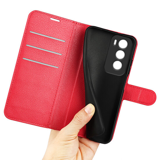 Oppo Reno12 Hoesje - MobyDefend Kunstleren Wallet Book Case (Sluiting Voorkant) - Rood