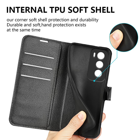 Oppo Reno12 Hoesje - MobyDefend Kunstleren Wallet Book Case (Sluiting Voorkant) - Zwart