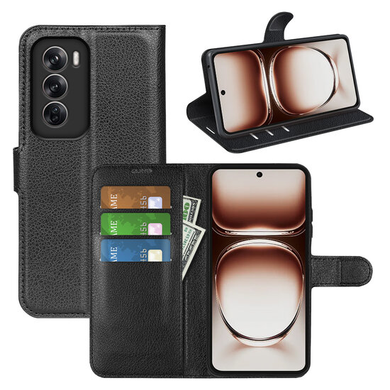 Oppo Reno12 Hoesje - MobyDefend Kunstleren Wallet Book Case (Sluiting Voorkant) - Zwart