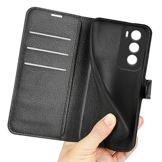 Oppo Reno12 Hoesje - MobyDefend Kunstleren Wallet Book Case (Sluiting Voorkant) - Zwart
