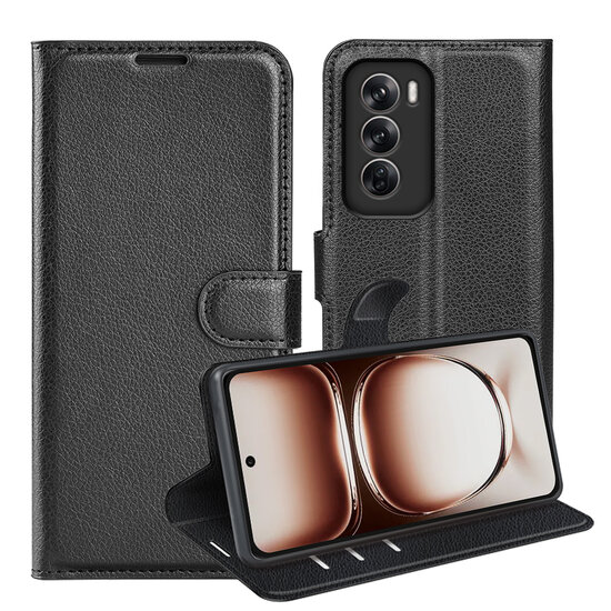 Oppo Reno12 Hoesje - MobyDefend Kunstleren Wallet Book Case (Sluiting Voorkant) - Zwart