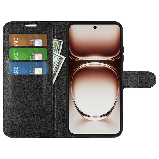Oppo Reno12 Hoesje - MobyDefend Kunstleren Wallet Book Case (Sluiting Voorkant) - Zwart