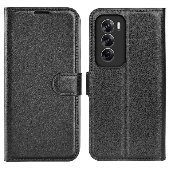 Oppo Reno12 Hoesje - MobyDefend Kunstleren Wallet Book Case (Sluiting Voorkant) - Zwart