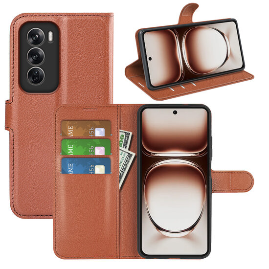 Oppo Reno12 Hoesje - MobyDefend Kunstleren Wallet Book Case (Sluiting Voorkant) - Bruin