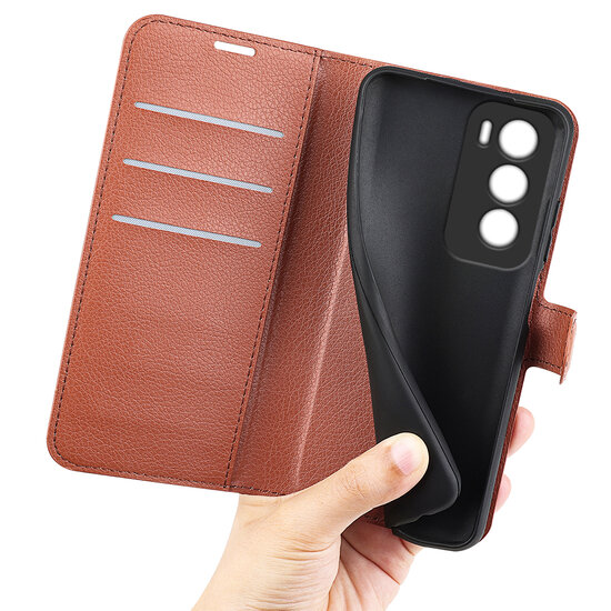 Oppo Reno12 Hoesje - MobyDefend Kunstleren Wallet Book Case (Sluiting Voorkant) - Bruin