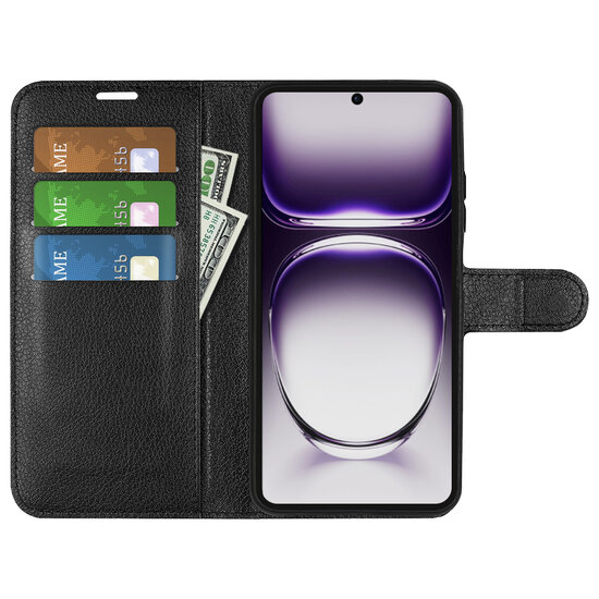 Oppo Reno12 Pro Hoesje - MobyDefend Kunstleren Wallet Book Case (Sluiting Voorkant) - Zwart