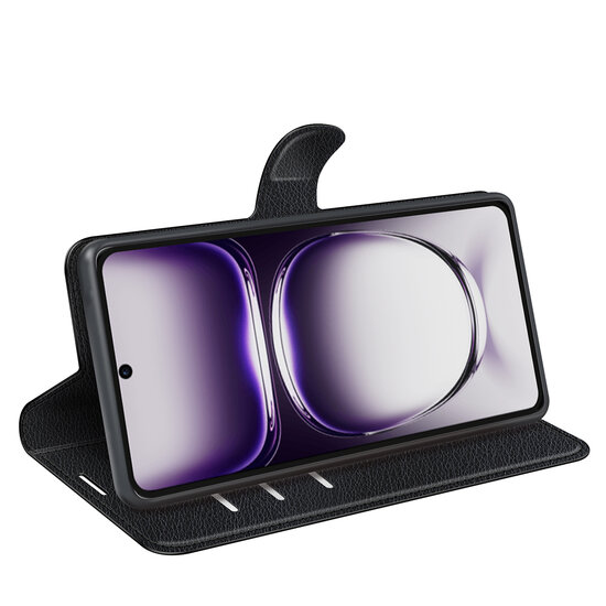 Oppo Reno12 Pro Hoesje - MobyDefend Kunstleren Wallet Book Case (Sluiting Voorkant) - Zwart